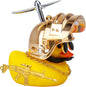 Rubber Duck Car Ornaments Cool Yellow Duck Car Dashboard Decorations Squeaky Glasses Duck with Propeller Helmet for Car Ccessories Dashboard (Y-Gold)