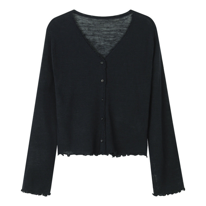 Tree Fungus-like Lacework Knitted Button Cardigan