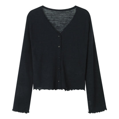 Tree Fungus-like Lacework Knitted Button Cardigan