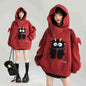 Girl Like Cartoon Embroidered Hooded Sweatshirt For Women