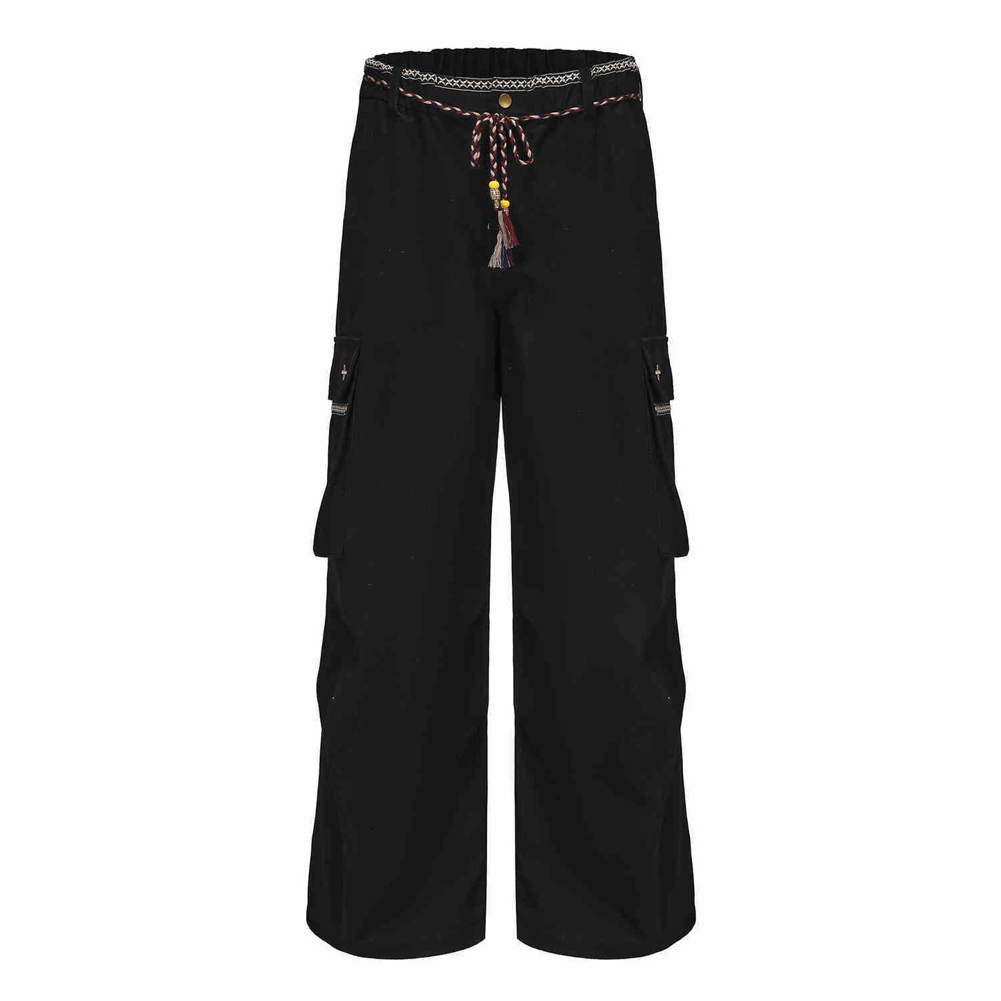 Ribbon Waist Strap Wide-leg Workwear Straight-leg Pants