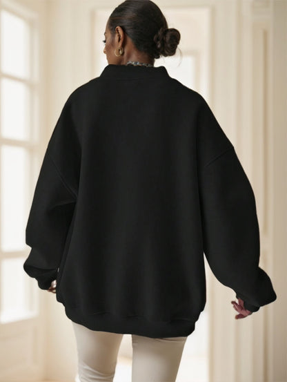 Women's Solid Color Oversized Drop Shoulder Sweatshirt