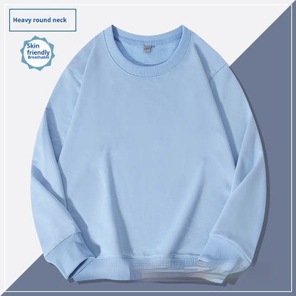 Men's Round Neck Hoodie Solid Color Couple's Shirt