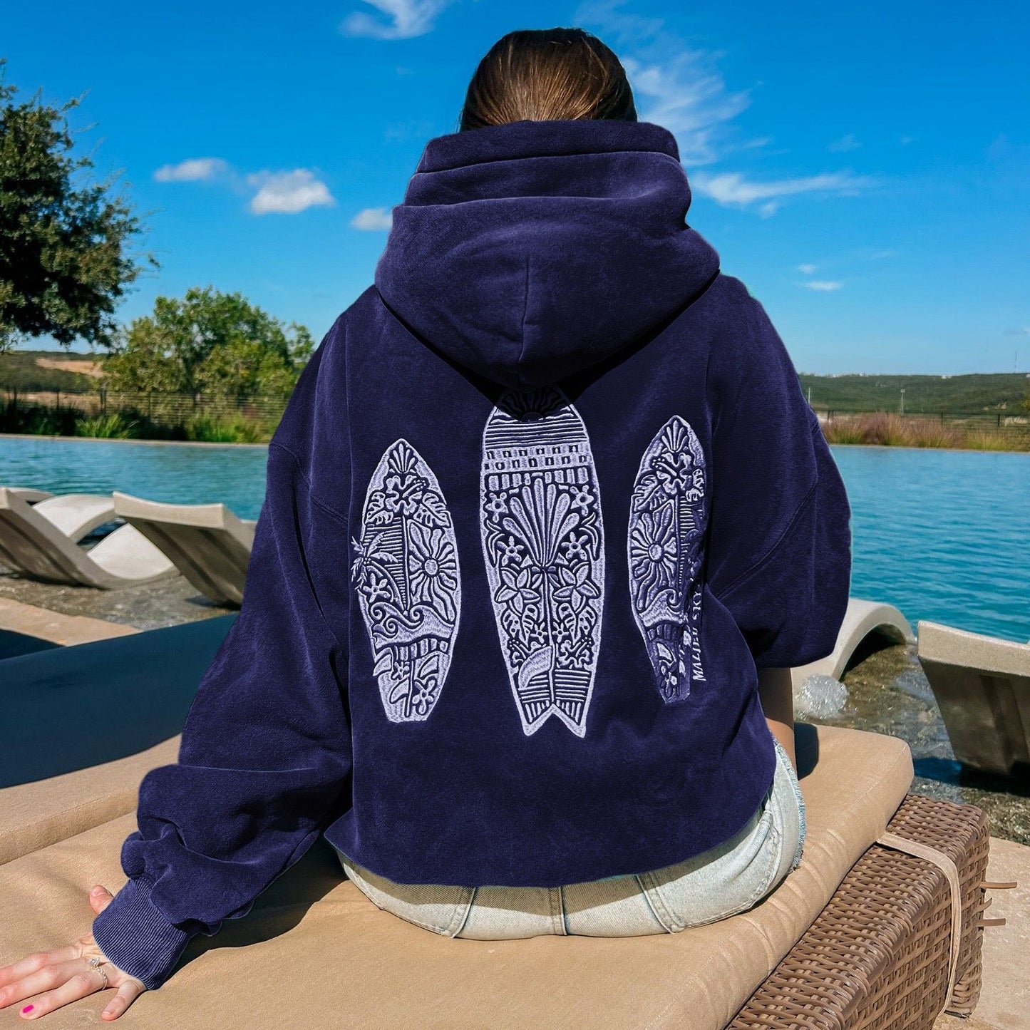 Simple Floral Letter Printing Drop-shoulder Sleeve Ladies Hoodie