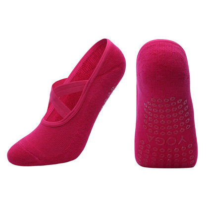 Non-slip Glue Women's Antibacterial Cotton Cross Strap Yoga Socks