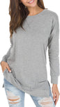 New Versatile Women's Long Sleeved T-shirt Solid Color Round Neck Casual Top