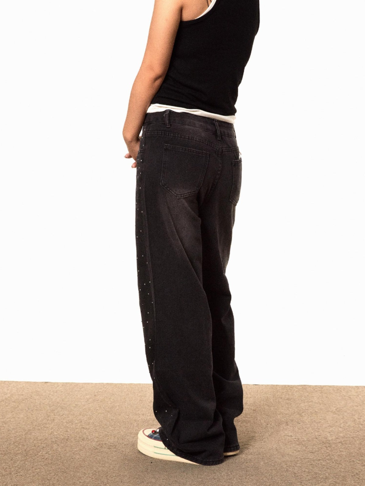 Full Diamond Straight Jeans Fashion Slimming