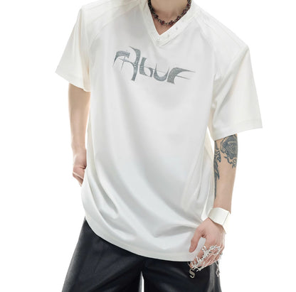 Niche Streamer Texture Deconstruction Split Stitching Short Sleeve
