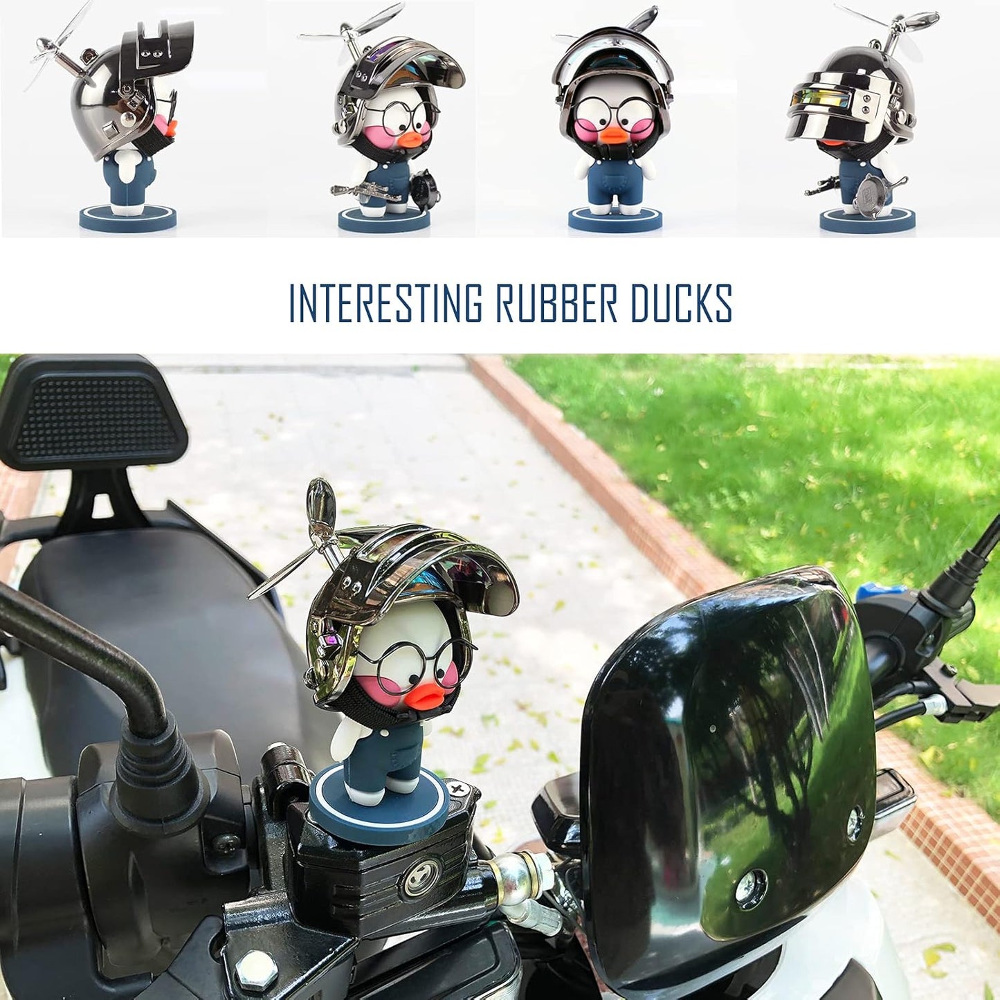 Car Dashboard Ornament Cute Rubber Duck，Office Car Cab Ornaments,Cool Spectacled Duck