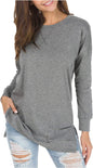 New Versatile Women's Long Sleeved T-shirt Solid Color Round Neck Casual Top