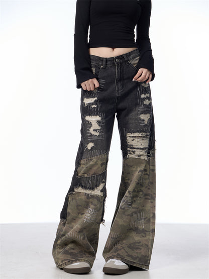 American High Street Camouflage Stitching Pants