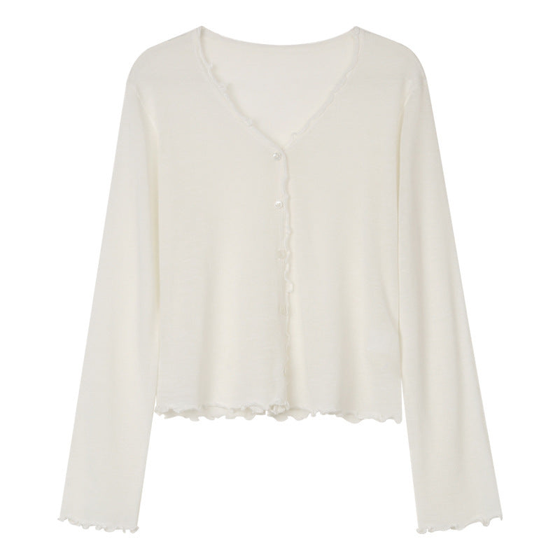 Tree Fungus-like Lacework Knitted Button Cardigan