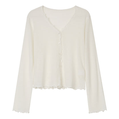 Tree Fungus-like Lacework Knitted Button Cardigan