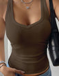Sporty Knit Camisole Tank Top Slim Fit