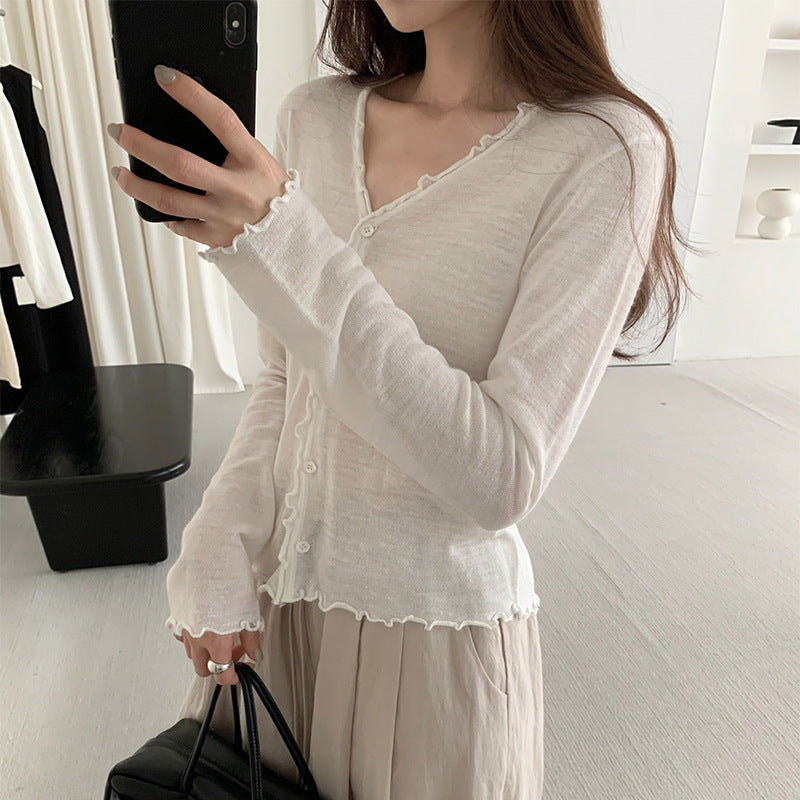 Tree Fungus-like Lacework Knitted Button Cardigan