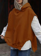 Women's Solid Color Style Loose Sleeveless Hooded Jacket Sweater