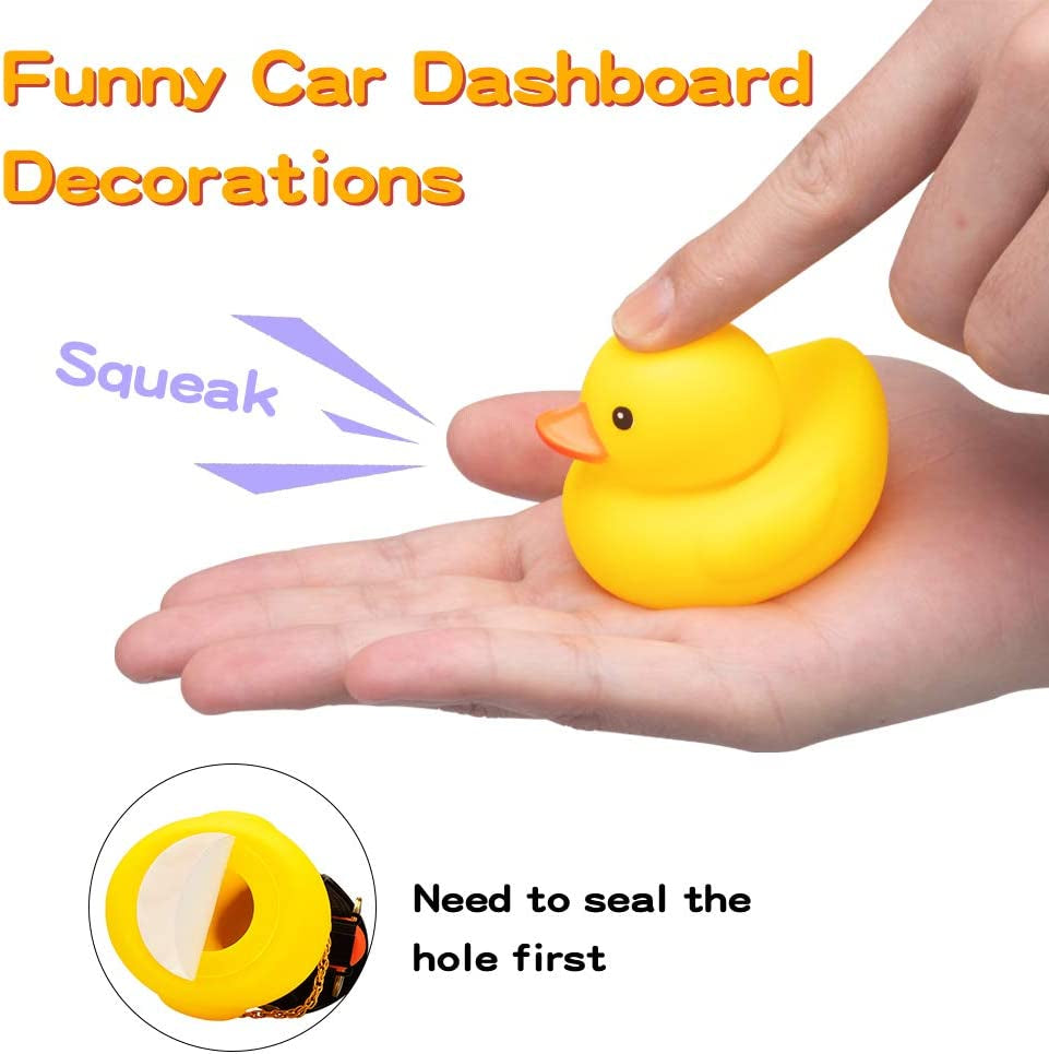 Rubber Duck Car Ornaments Cool Yellow Duck Car Dashboard Decorations Squeaky Glasses Duck with Propeller Helmet for Car Ccessories Dashboard (Y-Gold)