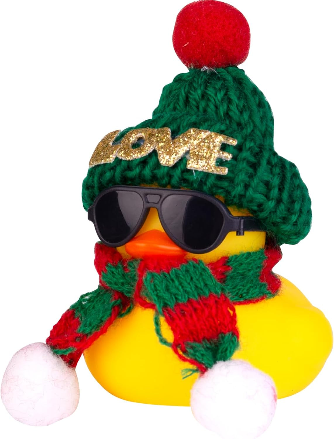 Car Rubber Duck, Cute Winter Duck Car Dashboard Decorations for Car Ornaments Accessories with Mini Hat, Sunglasses, and Scarf(B1)