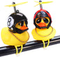 Rubber Duck Car Ornaments, 2Pcs Yellow Duck Car Dashboard Decorations Squeeze Duck Bicycle Horns with Propeller Helmet