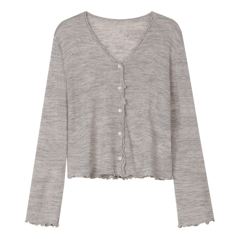 Tree Fungus-like Lacework Knitted Button Cardigan