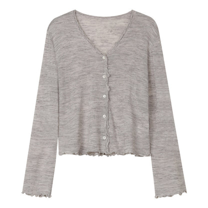 Tree Fungus-like Lacework Knitted Button Cardigan