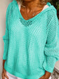 Lightweight Loose-Fitting Knitted Hoodie With Lace Details For Sun Protection.