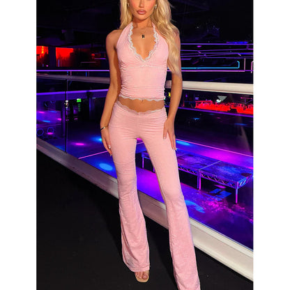 Women's Lace Athletic Clothing Blouse And Pants