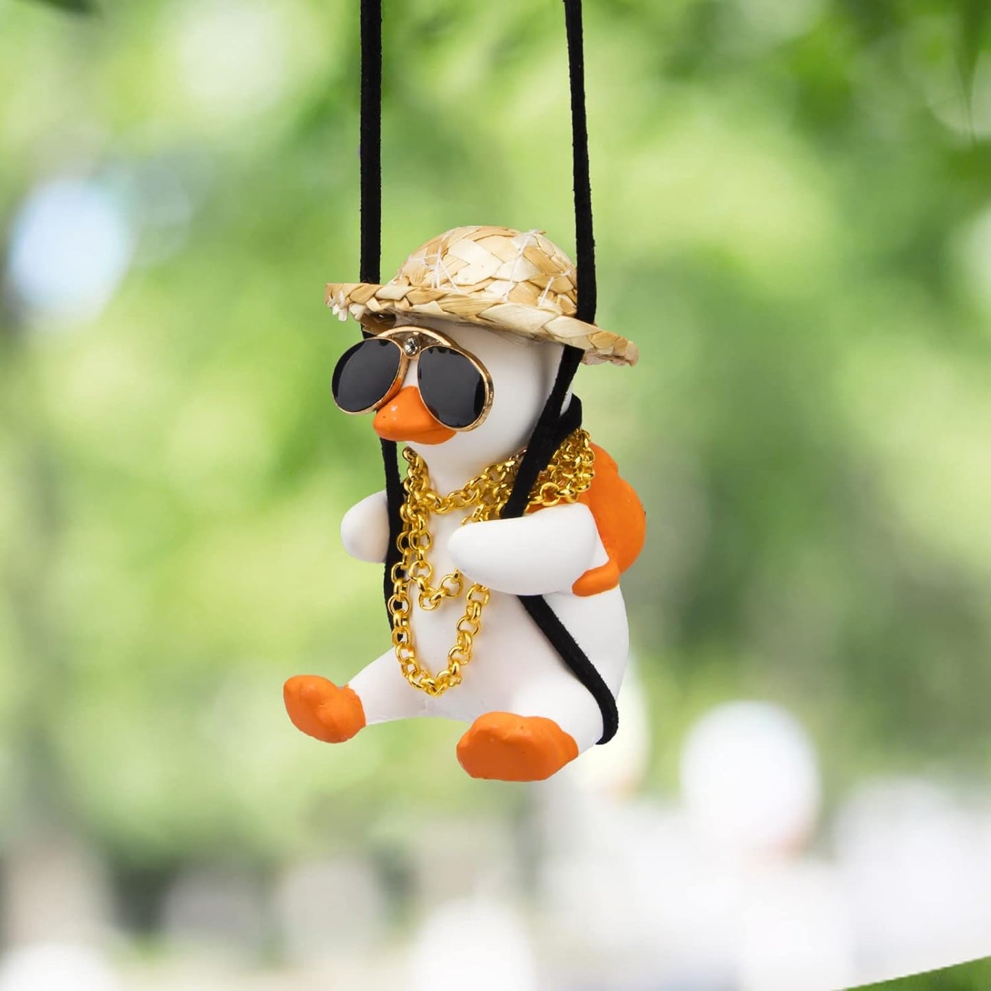 Rubber Duck Toy Car Ornaments and Rubber Duck Car Ornaments, Funny Shake Duck Car Pendant Yellow Duck Car Dashboard Decorations with Propeller Helmet for Car Interior Decors