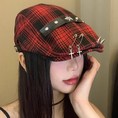 Dark Street Fashion Advance Hats Women's Neutral Plaid