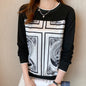 Patchwork Sweater Printed T-shirt Long Sleeve Pullover