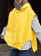 Women's Solid Color Style Loose Sleeveless Hooded Jacket Sweater