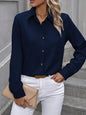 Women Casual Solid Color Long Sleeve Blouse Women Shirt,Long Sleeve Tops