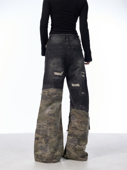 American High Street Camouflage Stitching Pants