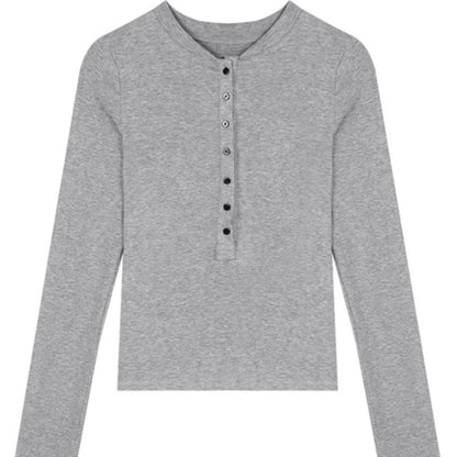 Half-open Collar Inner Bottoming Shirt Women's Long-sleeved Top