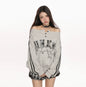 Hot Girl Embroidered Letter Sweater Women's Spring And Autumn Idle Style Fake Two Pieces