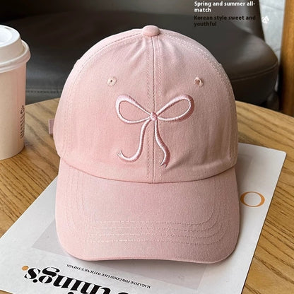 Ins Korean Style Baseball Cap Girl Bow Sweet