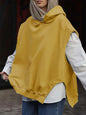 Women's Solid Color Style Loose Sleeveless Hooded Jacket Sweater