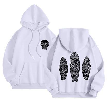 Simple Floral Letter Printing Drop-shoulder Sleeve Ladies Hoodie
