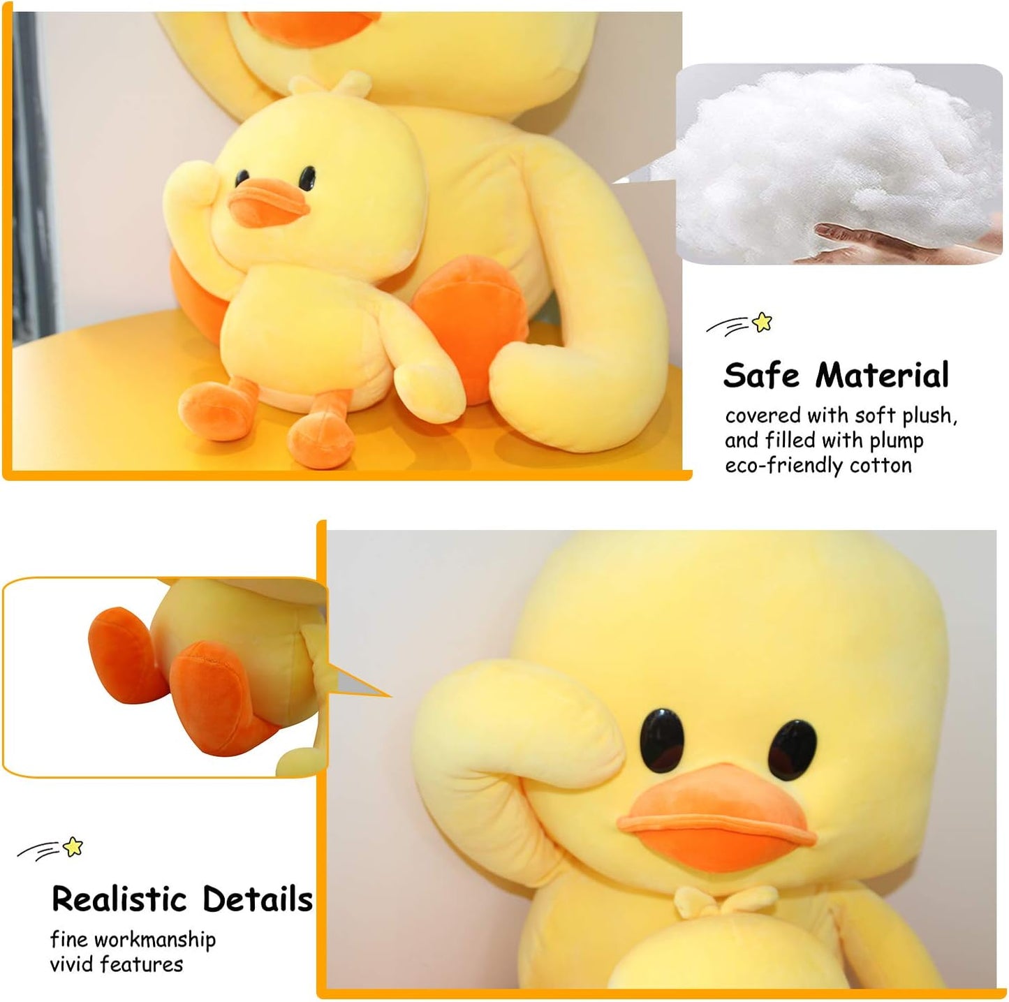 27Inch Plush Duck Stuffed Animal Soft Toys Yellow Duckling Duckie Stuff, Funny Cuddly Gifts