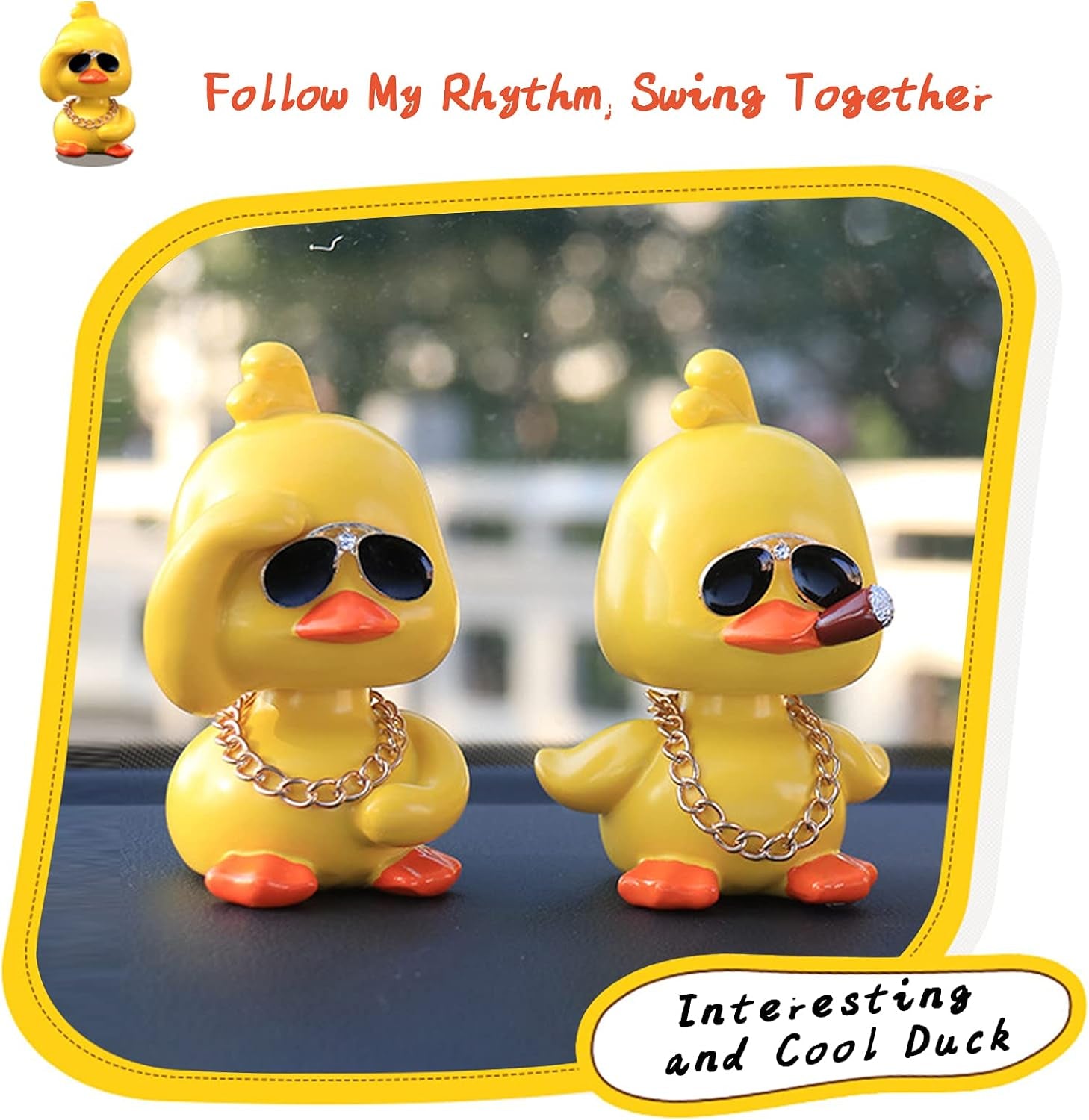 Cute Yellow Duck Car Ornaments Cool Duck Car Dashboard Decorations Shaking Head Doll