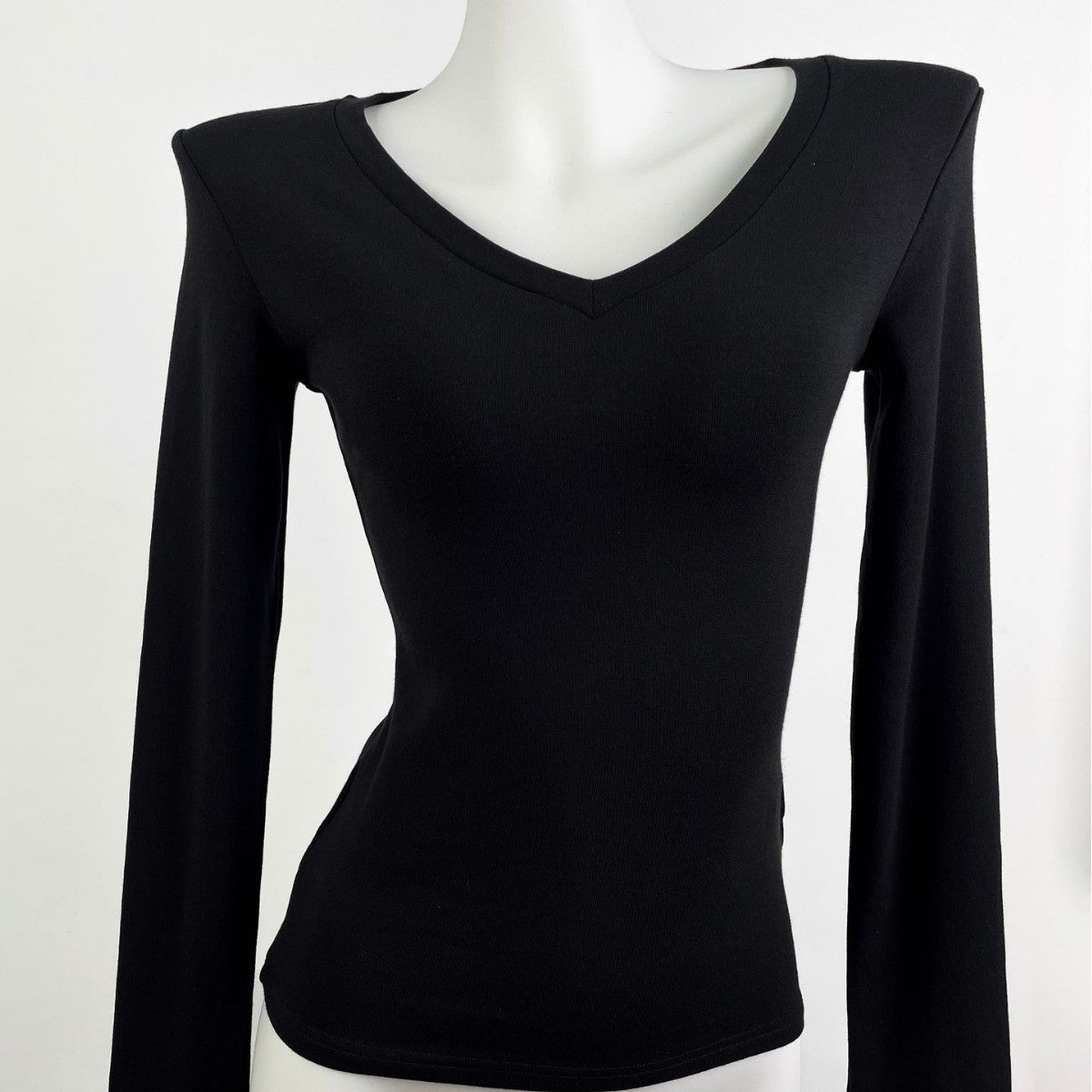 American Hot Girl Delicate V-neck Shoulder Long Sleeve T-shirt