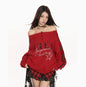 Hot Girl Embroidered Letter Sweater Women's Spring And Autumn Idle Style Fake Two Pieces