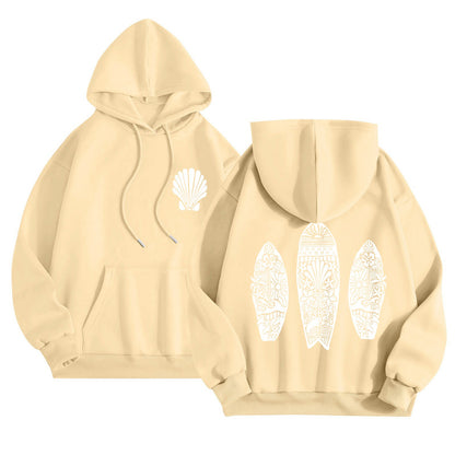 Simple Floral Letter Printing Drop-shoulder Sleeve Ladies Hoodie