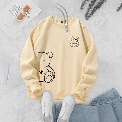 Kawaii OK Teddy Bear Printing Sweatshirts For Women Classic