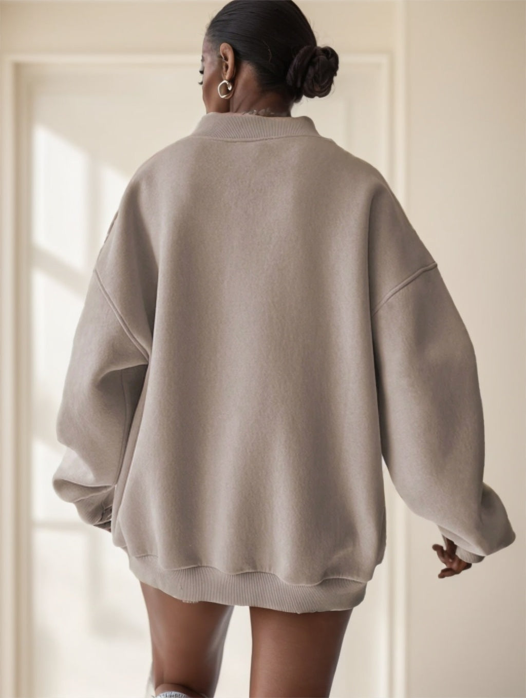 Women's Solid Color Oversized Drop Shoulder Sweatshirt