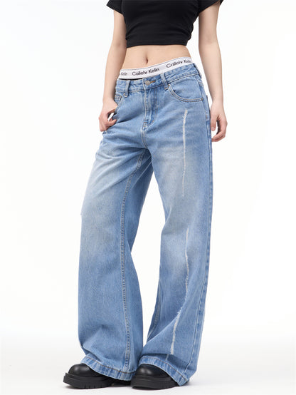 Female American Retro Personalized Split Wide Leg Pants