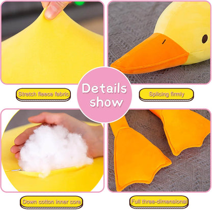 Goose Plush Toy Cute Duck Plushie Hugging Plush Pillow Duck Stuffed Animal for Kids and Friends (Yellow round Eyes,43.3'')