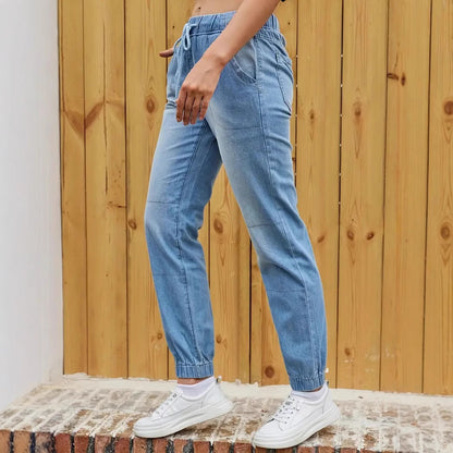 Elastic Waistband Jeans For Women