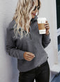 Women's Solid Color Zipper Half Placket Long Sleeve Casual Sweatshirt