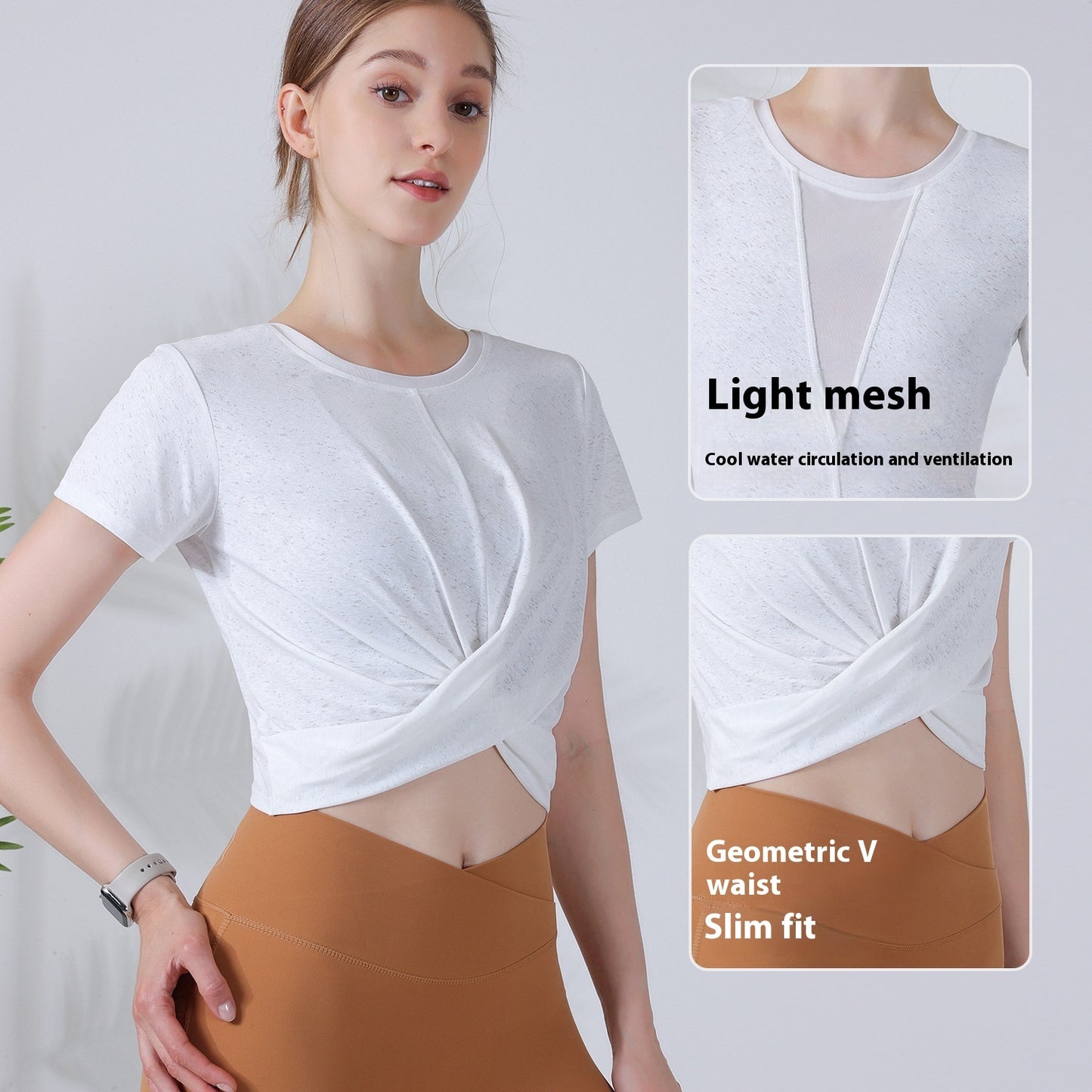 Two-way Sports T-shirt Yoga Clothes Cool Feeling Breathable Workout Top